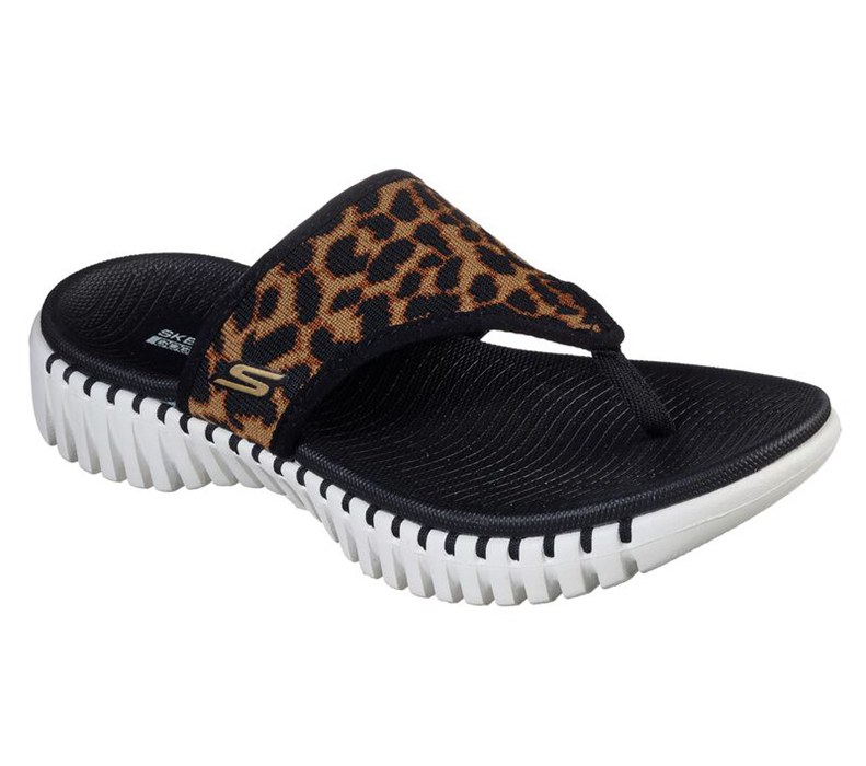 Skechers Gowalk Smart - Wild Cat - Womens Flip Flops Black/Brown [AU-PL8225]